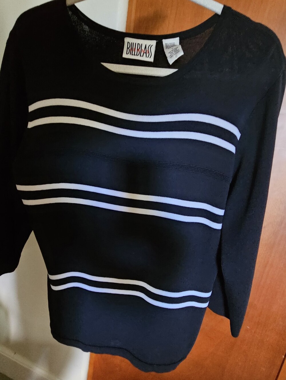 VTG Bill Blass Jeans Ribbed Knit Striped Sweater Top L Y2K Minimalist